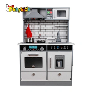 In Stock kids pretend cooking game wooden toy kitchen with lights and sounds W10C493I
