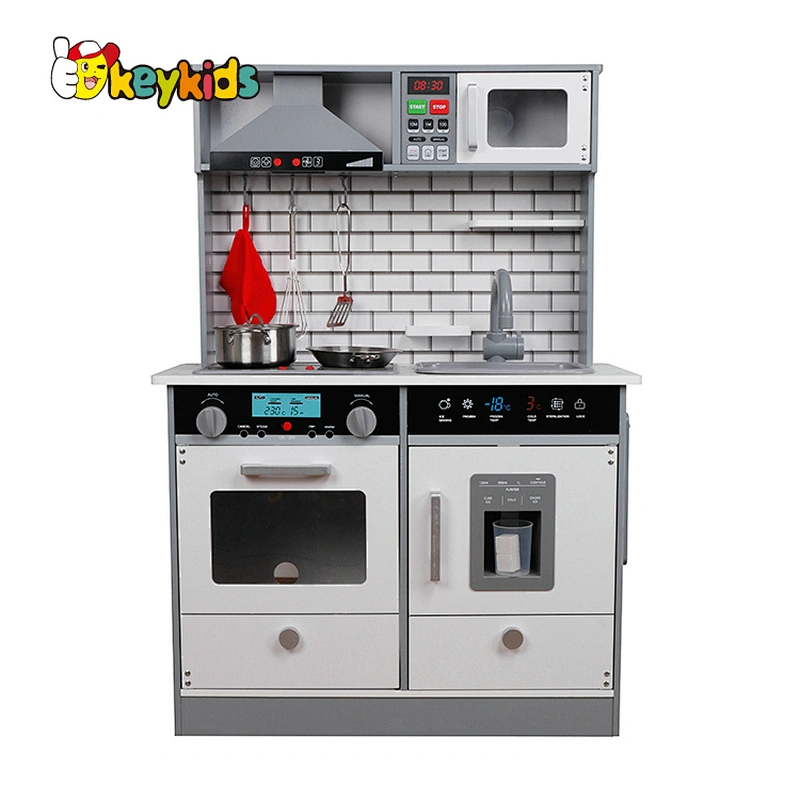 In Stock kids pretend cooking game wooden toy kitchen with lights and sounds W10C493I
