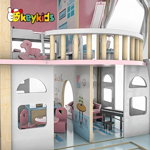 Classic pink miniatures furniture wooden dollhouse toy for girls W06A445
