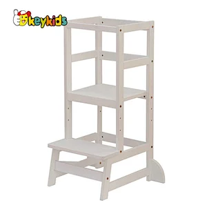 Hot selling white wooden kitchen step stool for kids learning tower helper W08G342