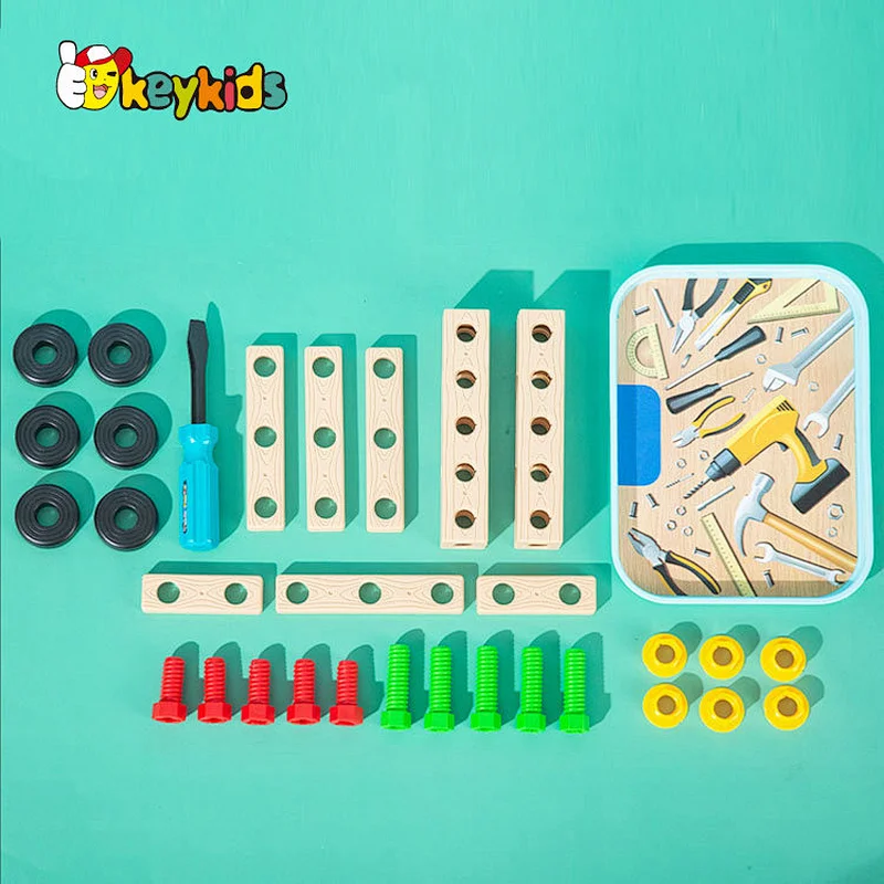 Customize play construction wooden nuts and bolts toy for children W03C044