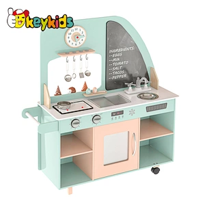 2022 New Design Wooden Kids 2-in-1 Market and Kitchen or Role Play Ice Cream Shop toy W10C732