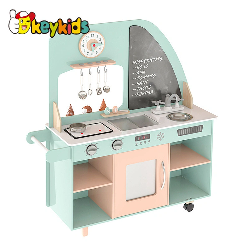 2022 New Design Wooden Kids 2-in-1 Market and Kitchen or Role Play Ice Cream Shop toy W10C732