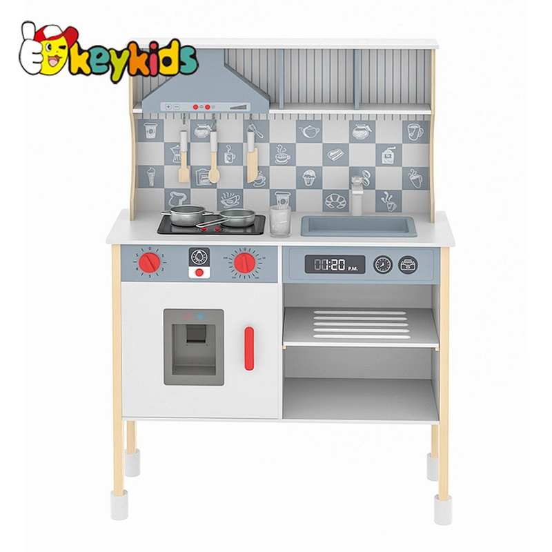 Hot Selling Toddler Pretend Cooking Play Set Kids Wooden Kitchen Toys With Sounds Light For Boys W10C727