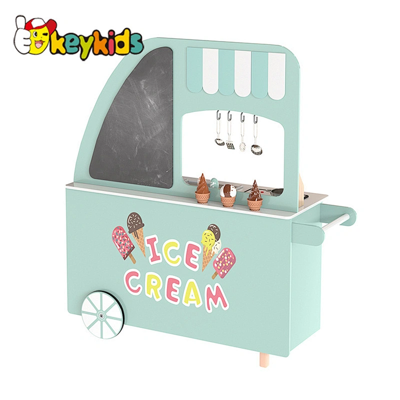 2022 New Design Wooden Kids 2-in-1 Market and Kitchen or Role Play Ice Cream Shop toy W10C732