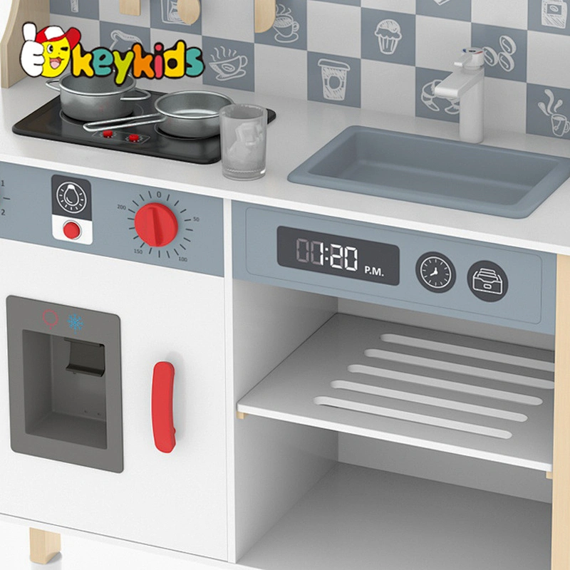 Hot Selling Toddler Pretend Cooking Play Set Kids Wooden Kitchen Toys With Sounds Light For Boys W10C727