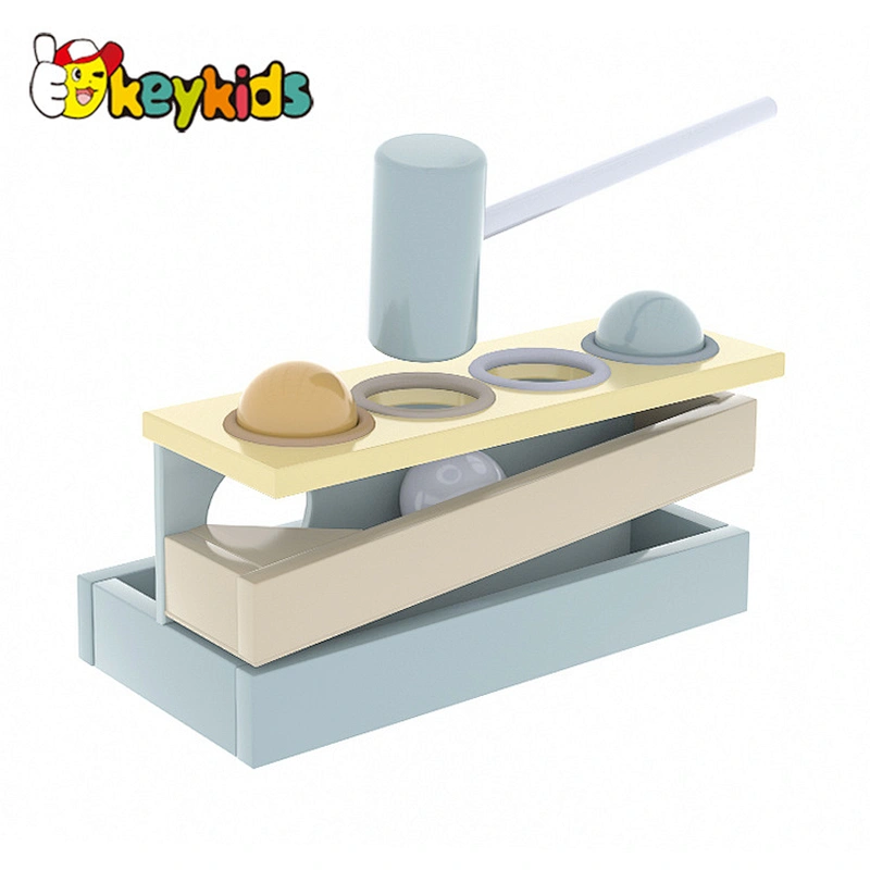 New design educational wooden hammer and ball toy for toddler W11G088