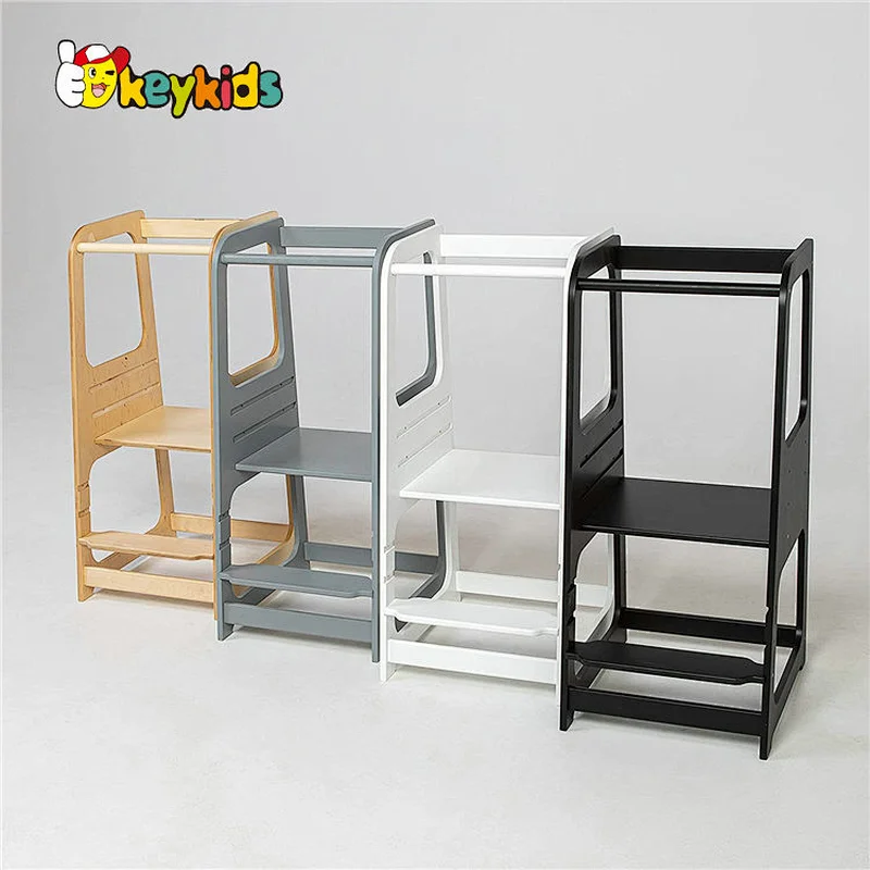 Most popular foldable kitchen helper wooden montessori learning tower for children W08G349