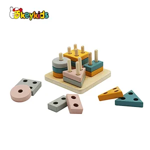 022 New educational stacking wooden shape sorter blocks for kids W13D381