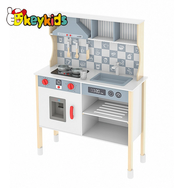 Hot Selling Toddler Pretend Cooking Play Set Kids Wooden Kitchen Toys With Sounds Light For Boys W10C727