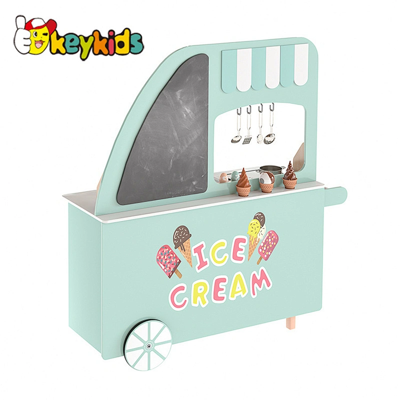 2022 New Design Wooden Kids 2-in-1 Market and Kitchen or Role Play Ice Cream Shop toy W10C732