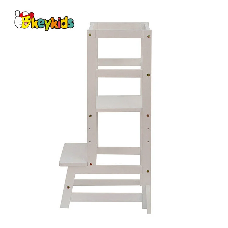 3 Heights adjustable wood kitchen helper stool for kids learning standing tower W08G341