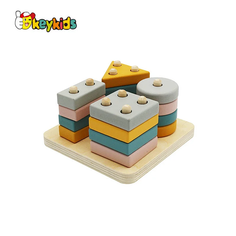 022 New educational stacking wooden shape sorter blocks for kids W13D381