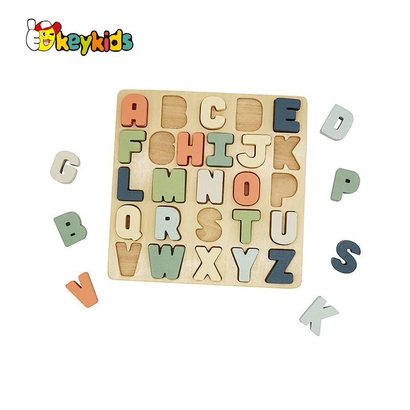 2022 New arrival educational learning toys wooden alphabet puzzle board for kids W14B152