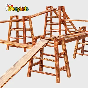 2022 High quality garden playground wooden outdoor climbing frame for kids W01D148