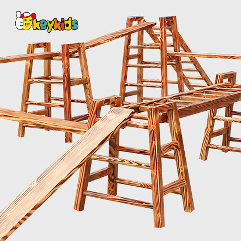 2022 High quality garden playground wooden outdoor climbing frame for kids W01D148