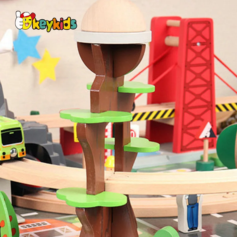 Customize rail city wooden train set and table for kids W04C219