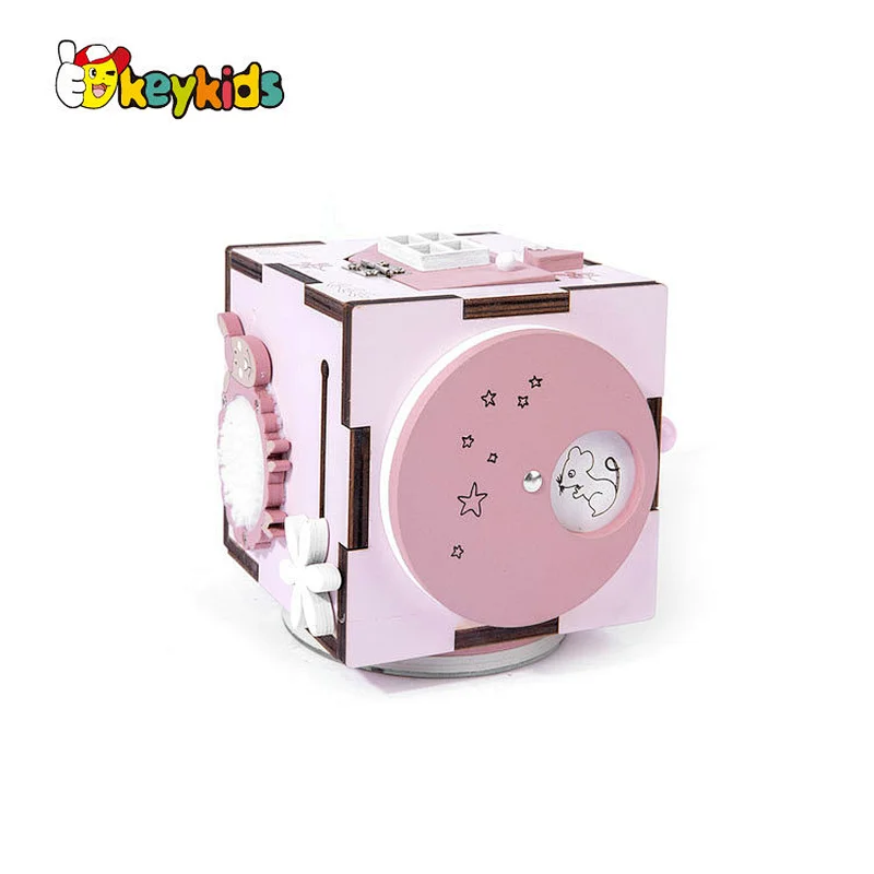 Handmade Montessori juguetes para los ninos wooden kids baby activity cube for wholesale W12D382