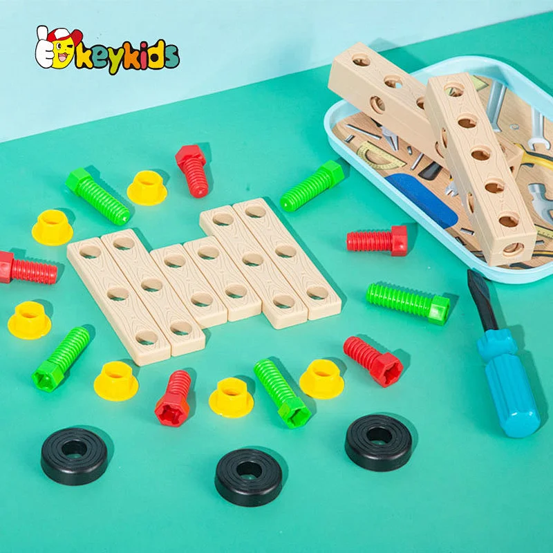 Customize play construction wooden nuts and bolts toy for children W03C044