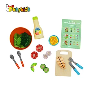 high quality pretend play vegetable wooden salad set toy for kids W10B424