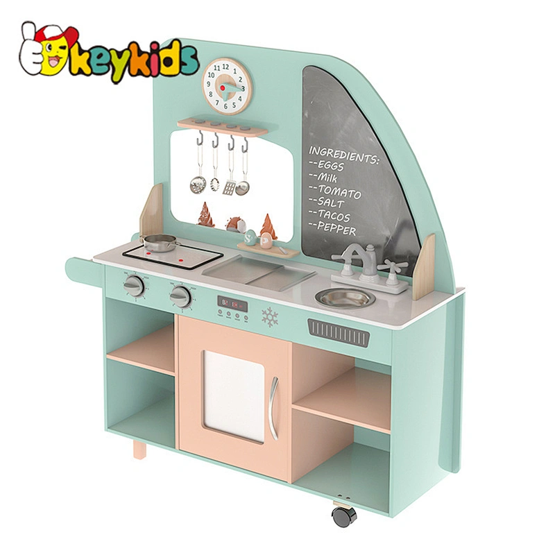 2022 New Design Wooden Kids 2-in-1 Market and Kitchen or Role Play Ice Cream Shop toy W10C732