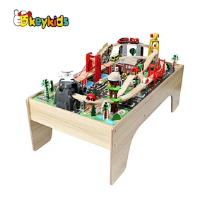 Customize rail city wooden train set and table for kids W04C219