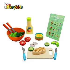 high quality pretend play vegetable wooden salad set toy for kids W10B424