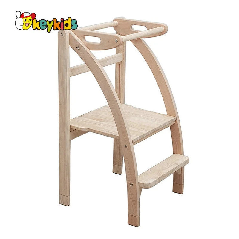 Foldable kids learning standing tower wood kitchen step ladder with chalkboard W08G344