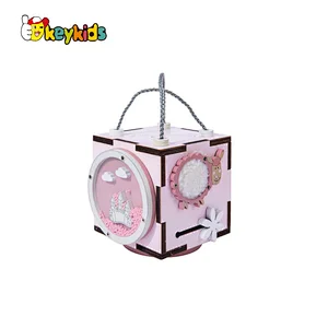 Handmade Montessori juguetes para los ninos wooden kids baby activity cube for wholesale W12D382