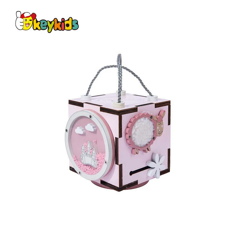 Handmade Montessori juguetes para los ninos wooden kids baby activity cube for wholesale W12D382