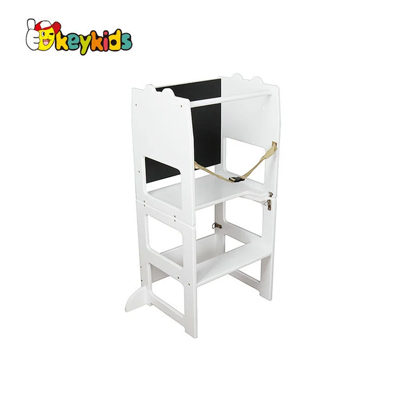 Customize 2 in 1 multi kids step stool wooden folding kitchen helper for with safety belt W08G336