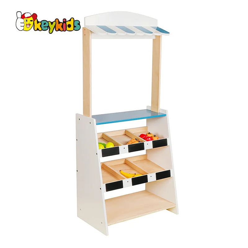 Hot selling pretend play wooden supermarket set toys for kids W10A107