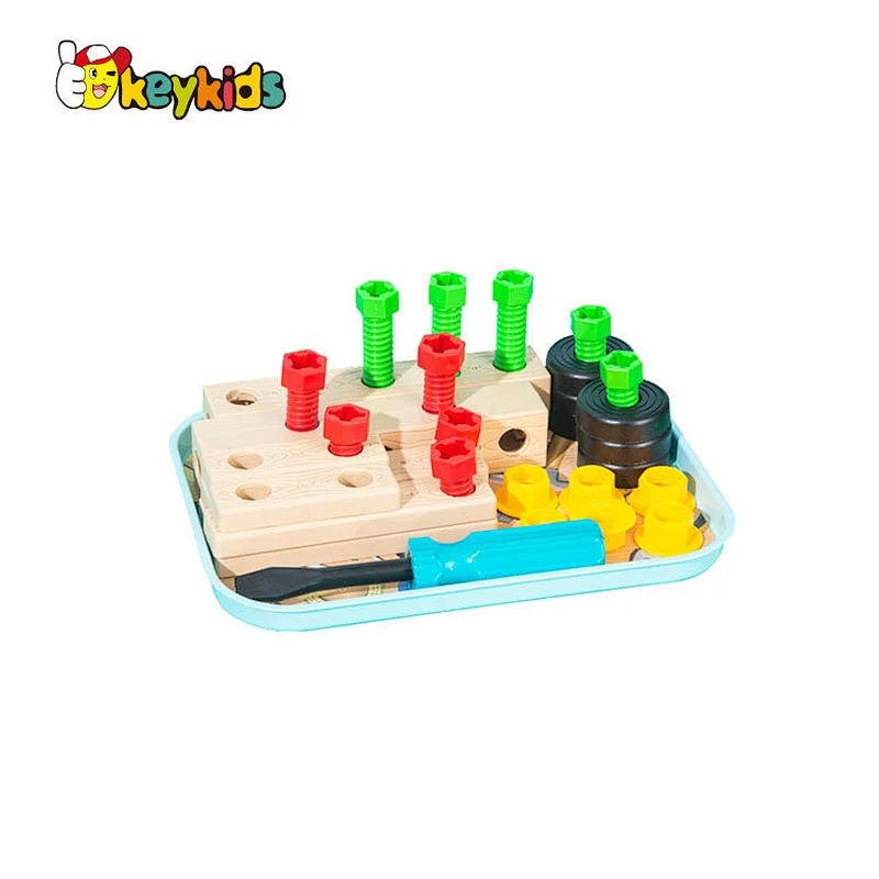 Customize play construction wooden nuts and bolts toy for children W03C044