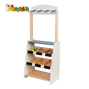 Hot selling pretend play wooden supermarket set toys for kids W10A107