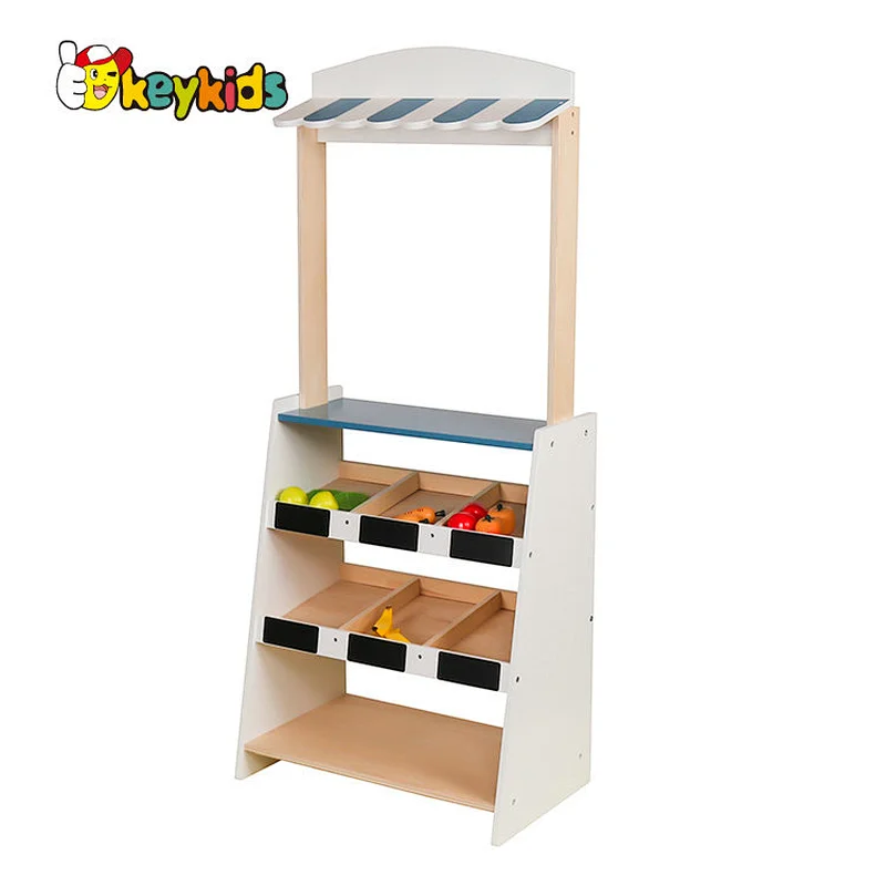 Hot selling pretend play wooden supermarket set toys for kids W10A107