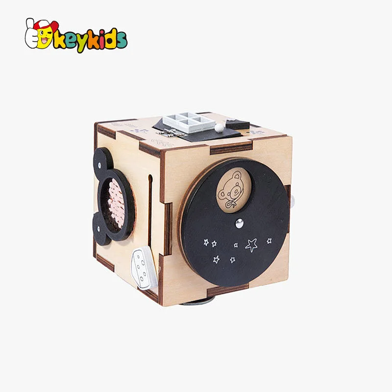Handmade Montessori juguetes para los ninos wooden kids baby activity cube for wholesale W12D382