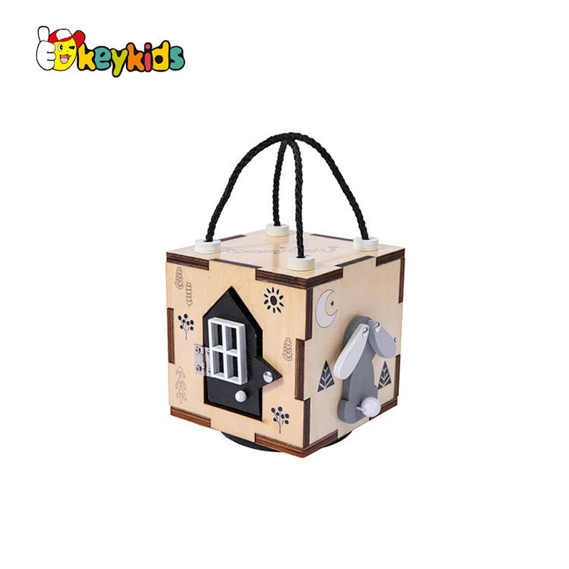 Handmade Montessori juguetes para los ninos wooden kids baby activity cube for wholesale W12D382