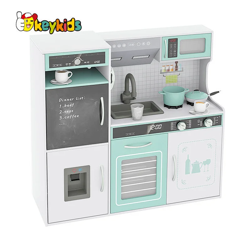 Hot Selling Custom Toddler Pretend Role Play Set Kids Wooden Kitchen Toys With Sounds Light W10C718