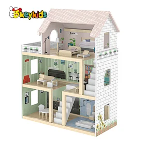2022 New Pretend Role Play DIY Educational Toy Kids Wooden Doll House Villa With Doll Room W06A413E