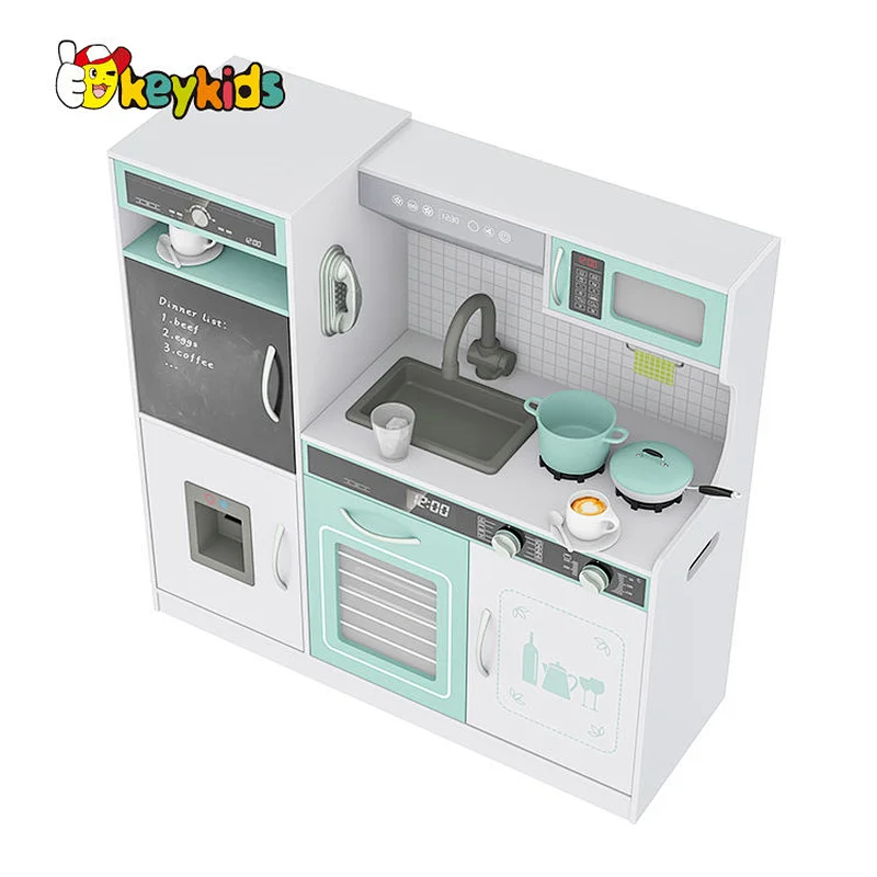 Hot Selling Custom Toddler Pretend Role Play Set Kids Wooden Kitchen Toys With Sounds Light W10C718