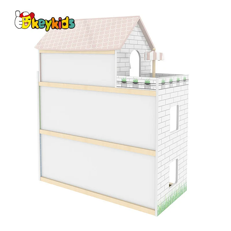 2022 New Pretend Role Play DIY Educational Toy Kids Wooden Doll House Villa With Doll Room W06A413E