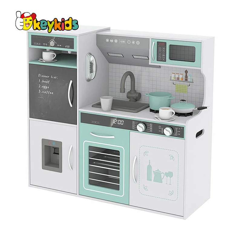 Hot Selling Custom Toddler Pretend Role Play Set Kids Wooden Kitchen Toys With Sounds Light W10C718