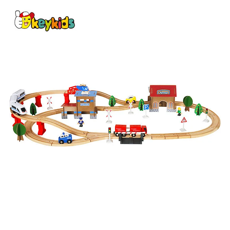 new design kids wooden electric toy train sets W04C048
