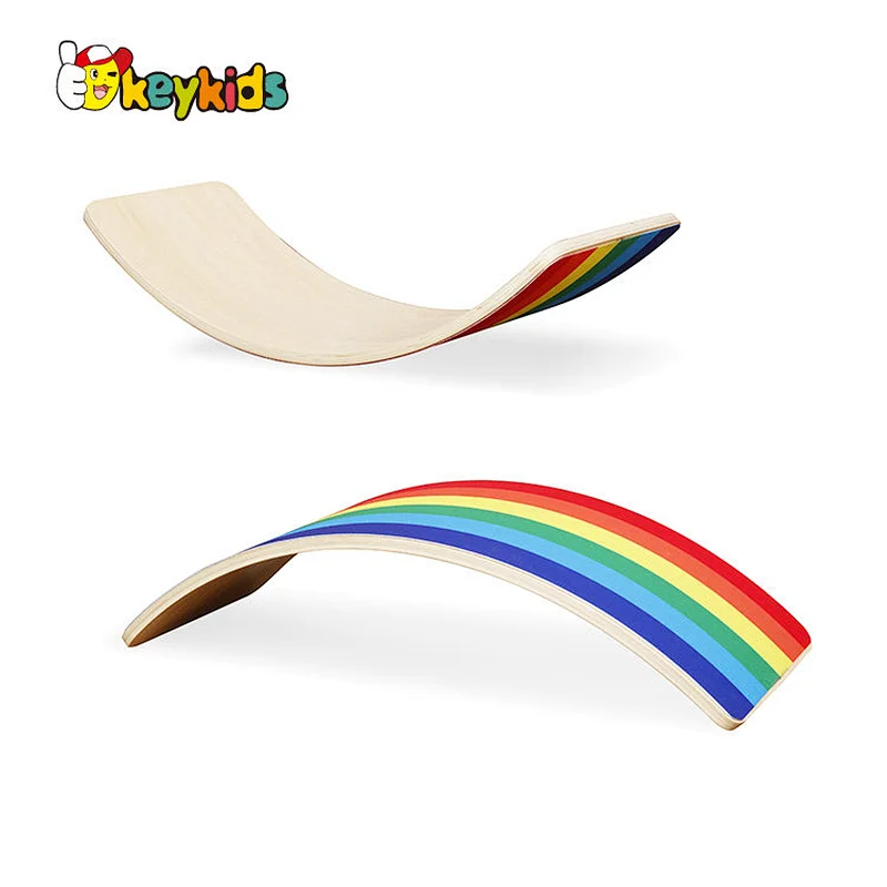 Montessori Teaching Aids Wobble Educational Playing Yoga Toys Wooden Balance Curvy Board For Kids W01F056