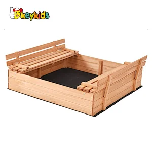 Kids garden playground foldable wooden sandpit with seats W01D161