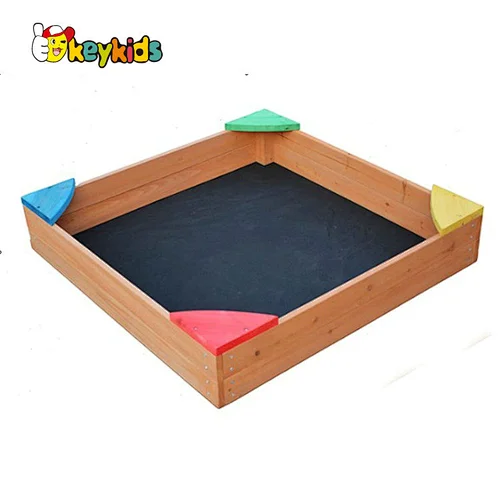 Outdoor garden playground sandpit square wooden sand pit for kids W01D158