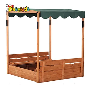 Outdoor garden playground children wooden sand pit with canopy W01D162