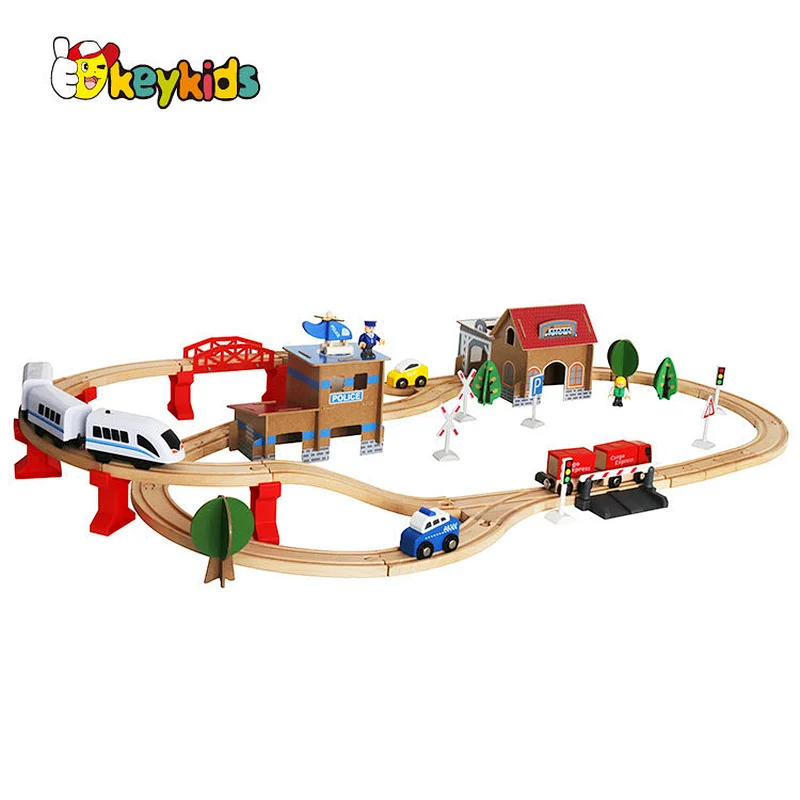 new design kids wooden electric toy train sets W04C048