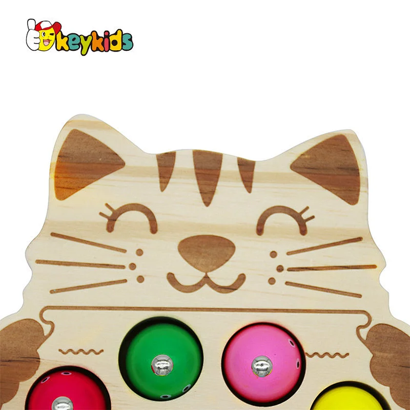 Early educational 3D wooden magnetic cat fishing game for kids W01A441