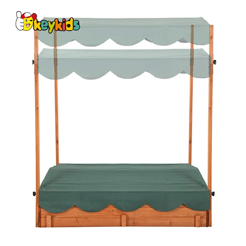 Children garden large playground wood sandbox with benches W01D160